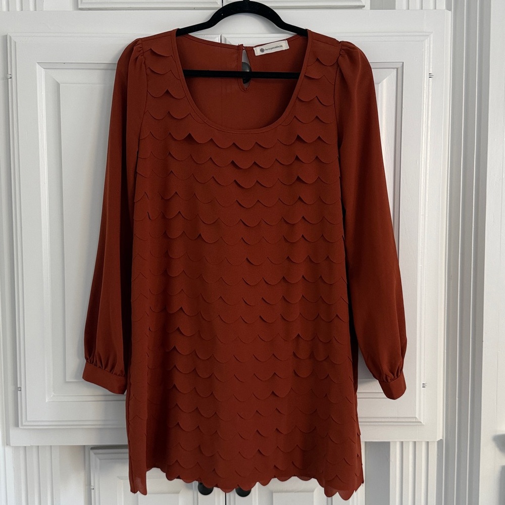 Impeccable Pig Burnt Orange Scalloped Dress SHIPS FREE! Longhorns look!